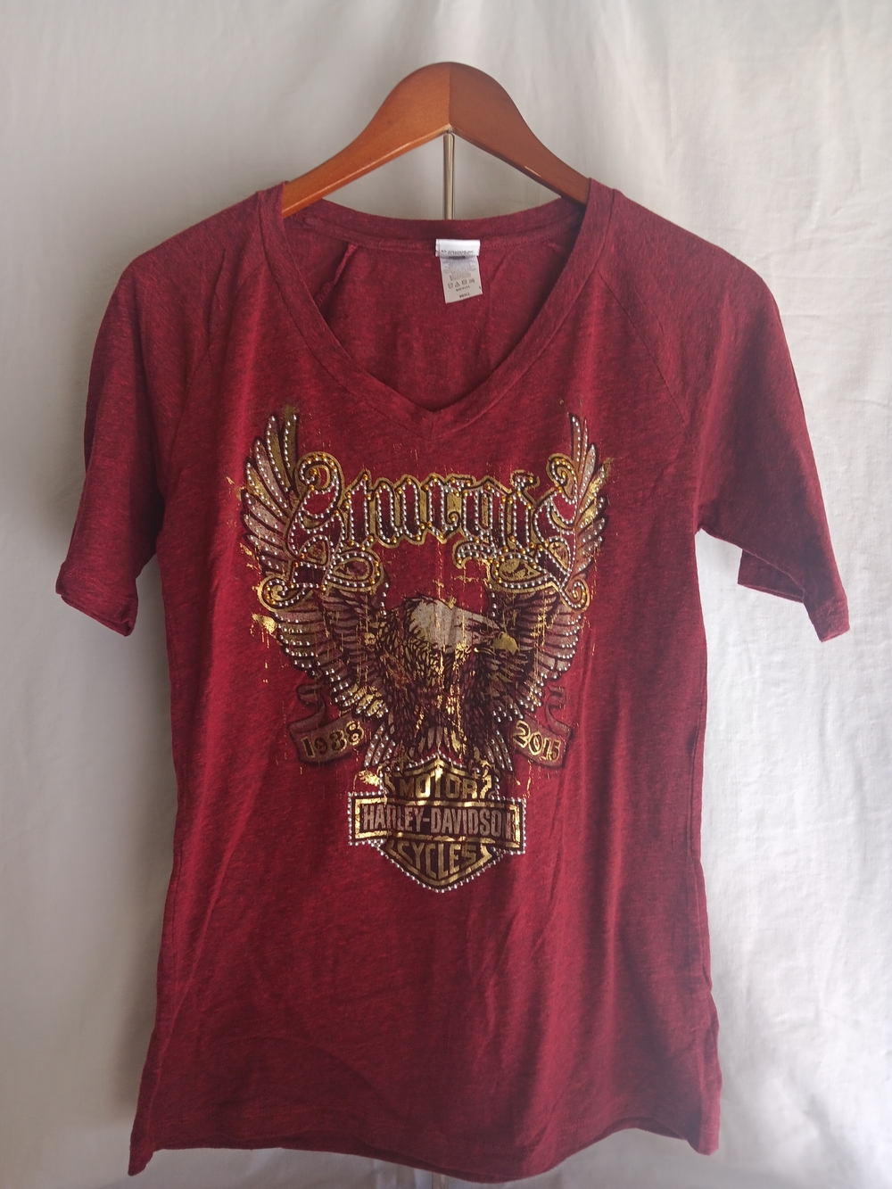 Harley-Davidson Burgundy Red Eagle Foil V-Neck Tee